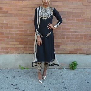 Black & gold salwar kameez